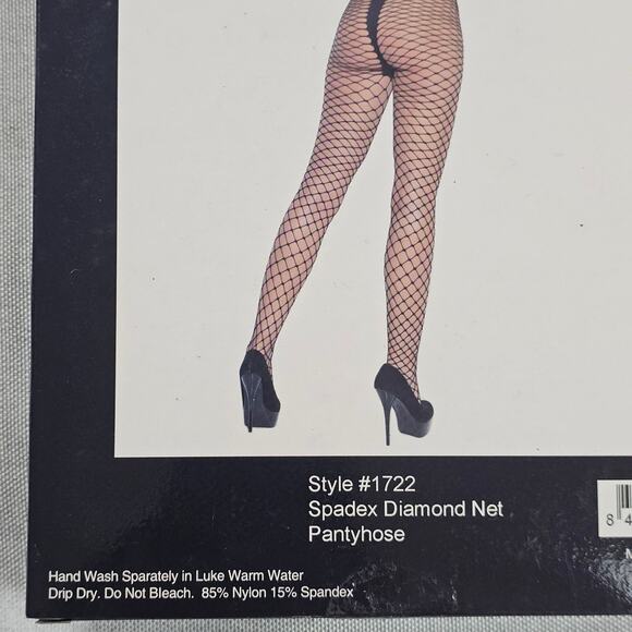 New Elegant Moments Fishnet Pantyhose One Size  Black Tights Lingerie Costume - Picture 7 of 7